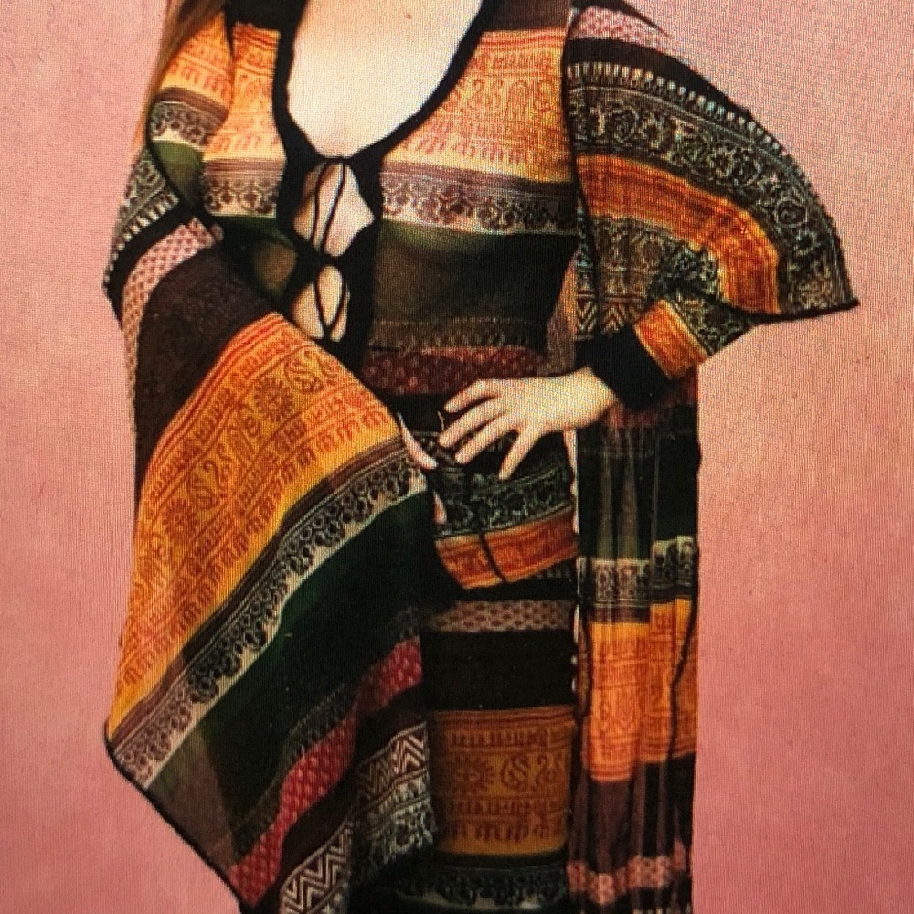 SOLD! Jean Paul Gaultier Sanskrit Tattoo Nylon Mesh Cardigan w Scarf SZ M - Picture 2 of 13